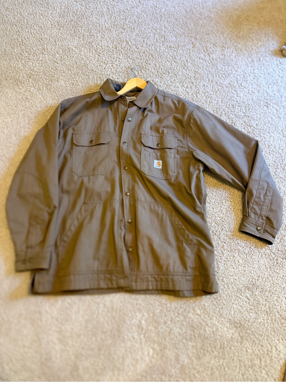 Carhartt Brown Rip Stop Shirt Jac Button-Front Utility Jacket